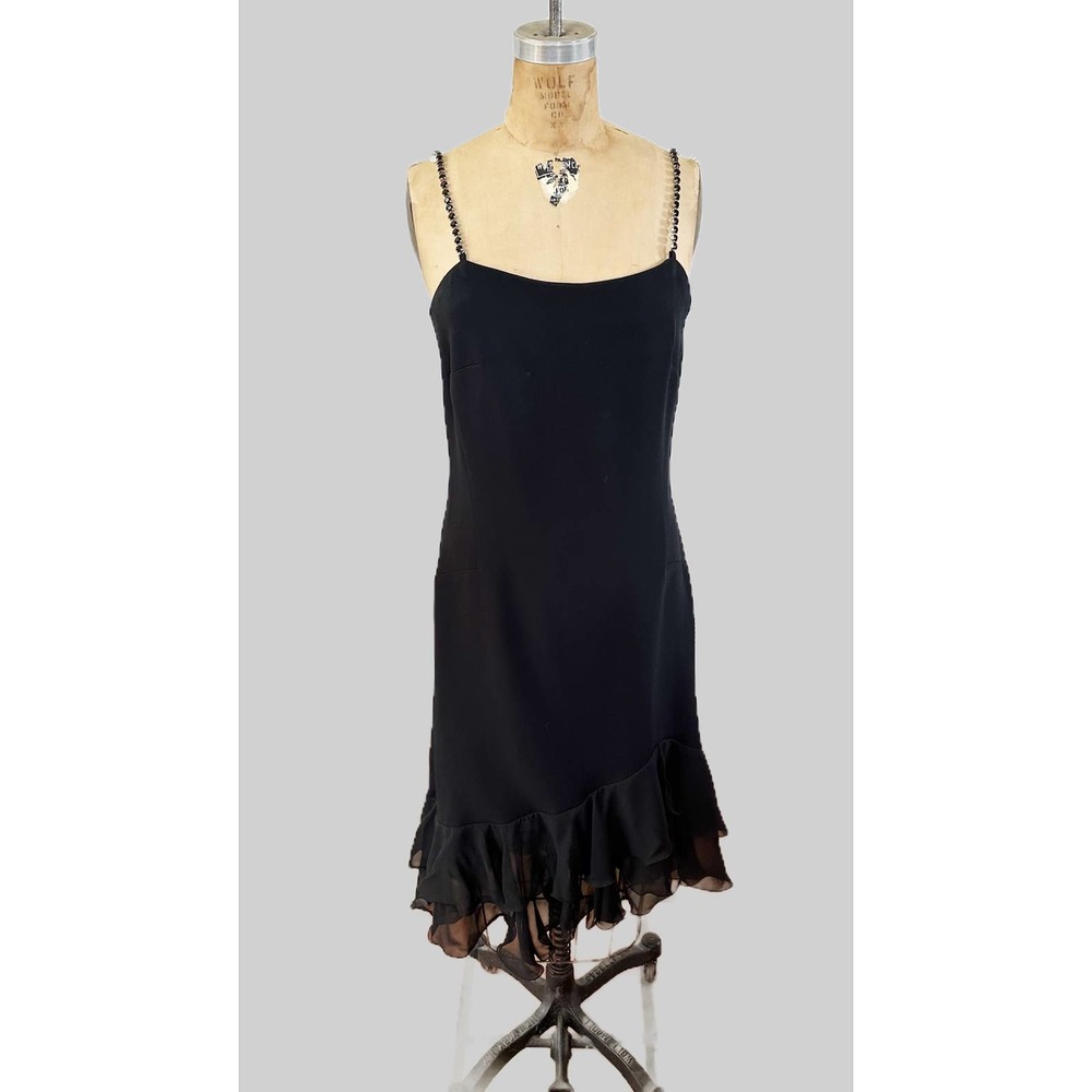 VTG Italian Designer Nora Grandi Black Cocktail Party Dress Woman’s SZ 44 US12